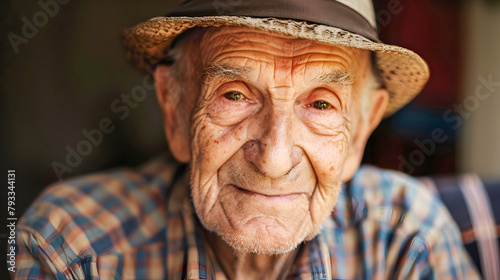 Elderly Man in Hat National Geographic Style Portrait photo