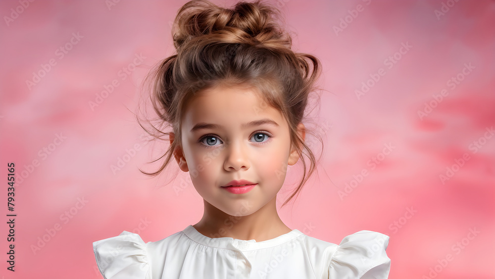 Cute Messy Bun Hairstyle for Girls, Pastel Beauty Messy Bun Hairdo for Girls, Adorable Messy Bun Little Girl's Stylish Look, Charming Messy Bun Beauty in Pastel Background Cute Messy Bun Hairstyle for Girls, Pastel Beauty Messy Bun Hairdo for Girls, Adorable Messy Bun Little Girl's Stylish Look, Charming Messy Bun Beauty in Pastel Background