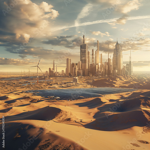 Realistic image of a futuristic barren desert