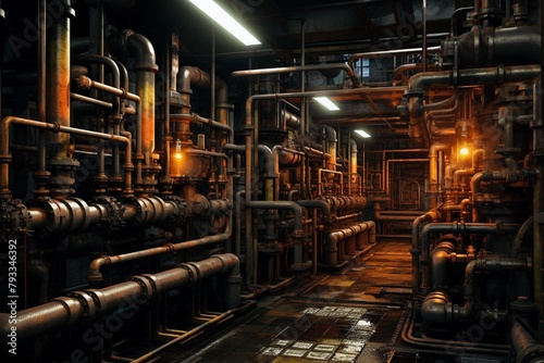 Steampunk Pipes in Industrial Setting