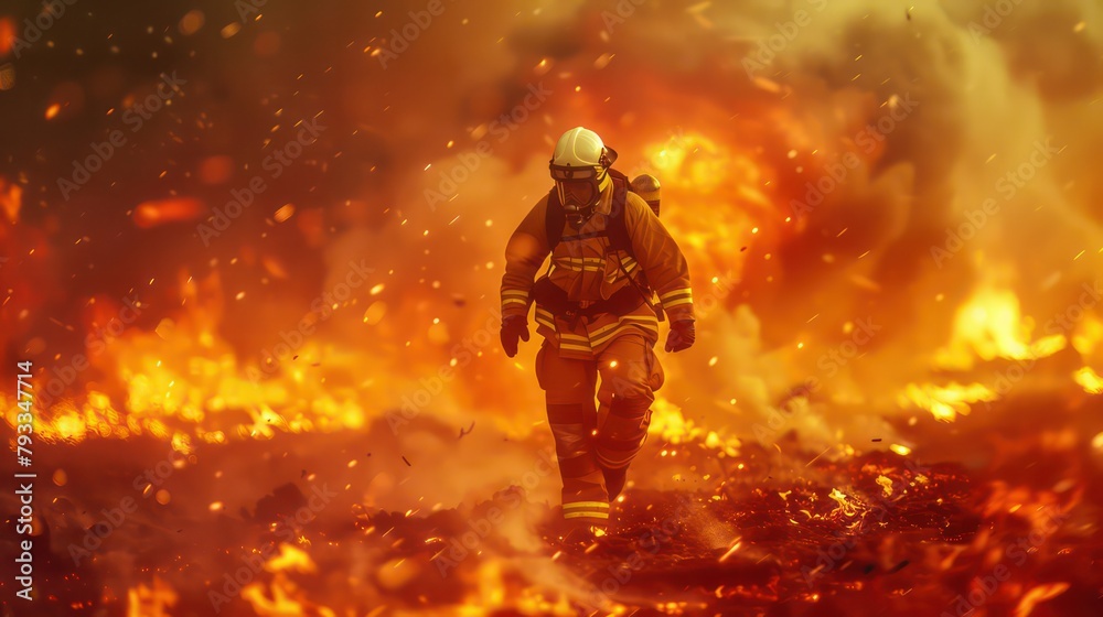 Firefighter runs to the fire Firefighter runs to the fire