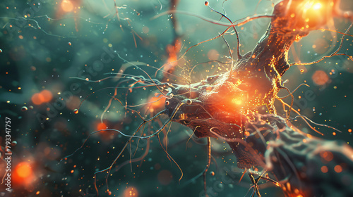 Neurons sending brain activity firing biology electrical nerve signal neurotransmitter chemical receptor cell dendrite