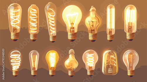 Vector realistic energy saving light bulbs lamps is