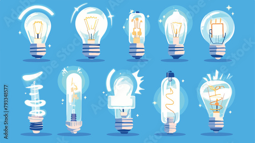 Vector realistic energy saving light bulbs lamps is