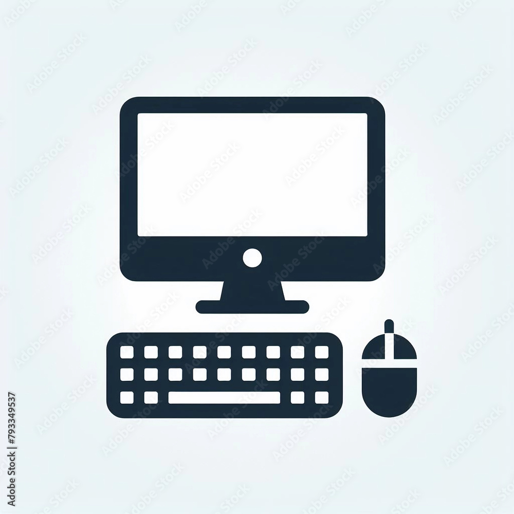 Black and white PC computer icon keyboard mouse. Black and white PC computer icon keyboard mouse.
