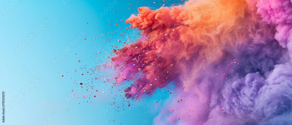 reezing motion of colorful powder exploding on a isolated pastel background Copy space creates an abstract and vibrant texture