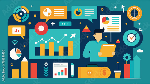 A creative vision board with a mix of visuals and numbers featuring investment graphs savings milestones and debt repayment goals illustrating