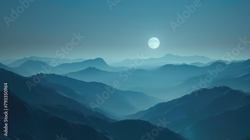 Moon shines over mountains photo