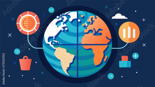 Illustrated representation of a globe with a brain icon in the center symbolizing the global reach and impact of neurotechnology..