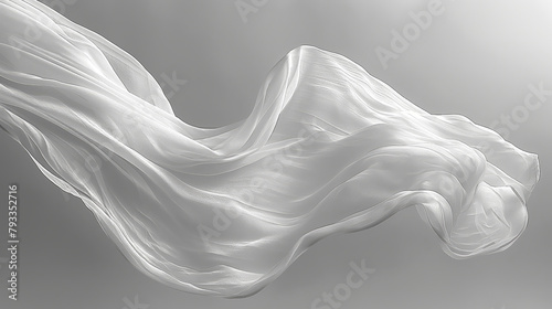 Ethereal White Chiffon Fabric Caught In A Graceful Dance, Creating Airy Waves That Evoke Purity And Softness