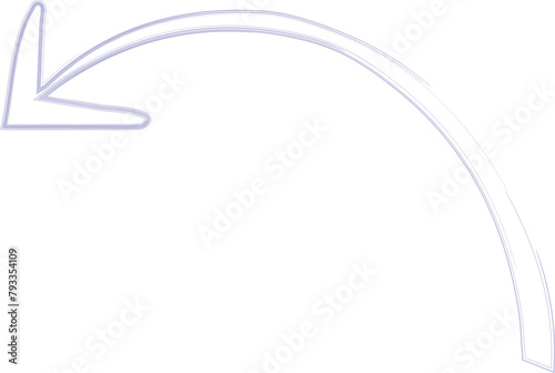 blue arrow with watercolor brush outline and transparent background