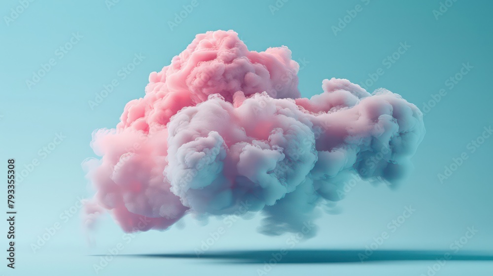Pink cloud on blue background. Cloud sky background for your design.