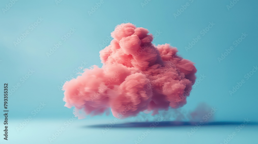 Pink cloud on blue background. Cloud sky background for your design.