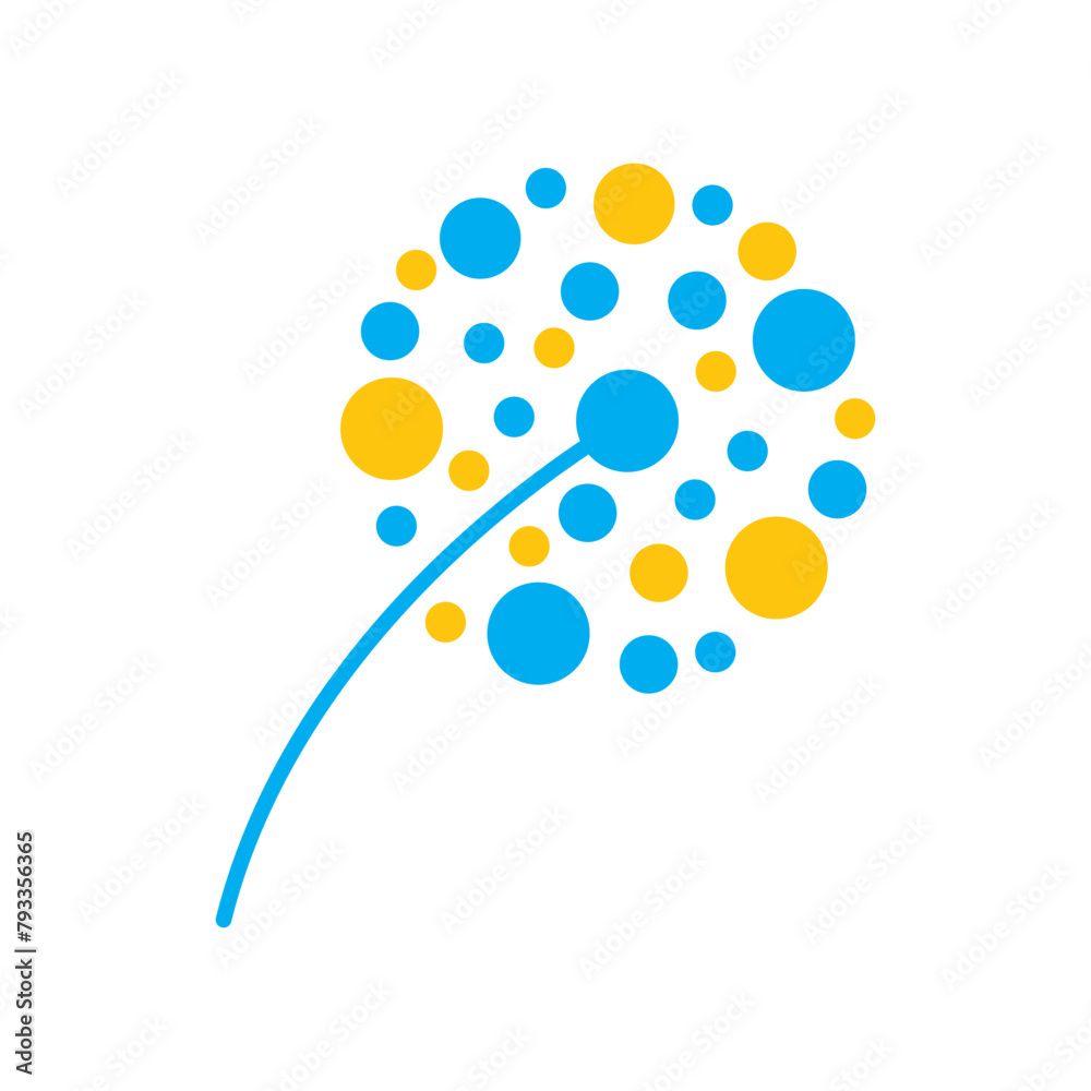 Fototapeta premium dandelion logo design flying in the wind