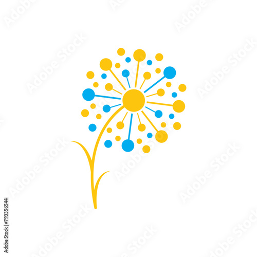 dandelion logo design flying in the wind