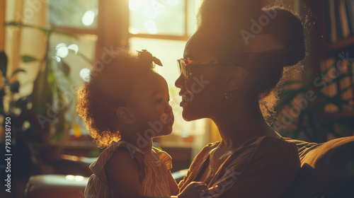 A speech therapist interacts with a young child in a warmly lit room, suggesting a nurturing learning environment.