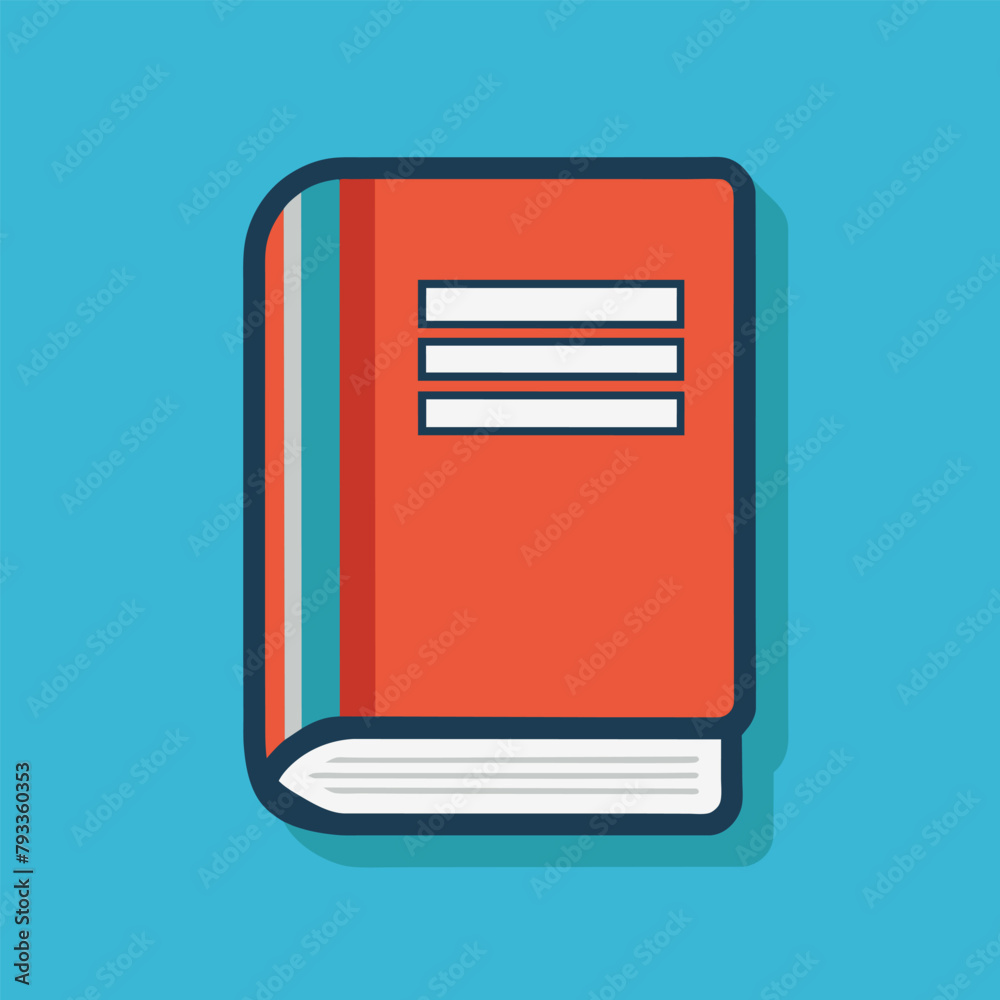 A red book is creating a long shadow on a vibrant blue background, Work with user manual book, Simple and minimalist flat Vector Illustration A red book is creating a long shadow on a vibrant blue background, Work with user manual book, Simple and minimalist flat Vector Illustration