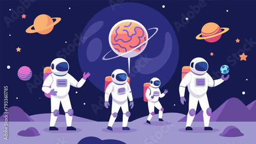 A team of astronauts on a mission to explore a distant planet equipped with advanced quantum computing brain extensions to process vast amounts of.