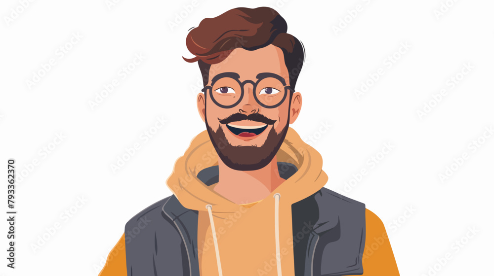 Happy young hipster man in glasses isolated. 