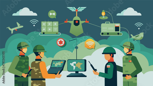 A military operation where soldiers use advanced communication systems and shared intelligence to make strategic decisions and carry out missions..