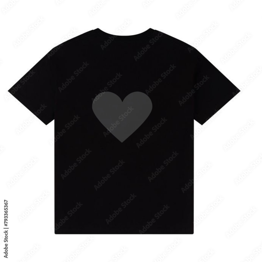 black t shirt with beautiful heart 