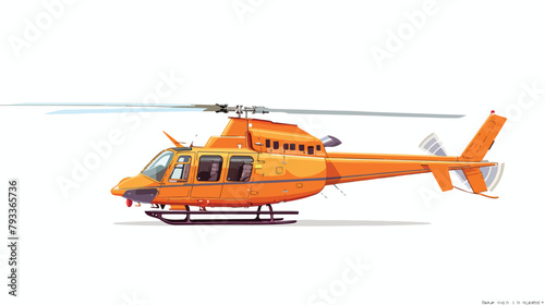 Helicopter isolated. Front and side view. Vector flat