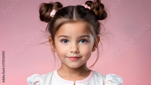 Cute Top Knot Hairstyle for Girls  Pastel Beauty Top Knot Hairdo for Girls  Adorable Top Knot Little Girl s Stylish Look  Charming Top Knot Beauty in Pastel Background