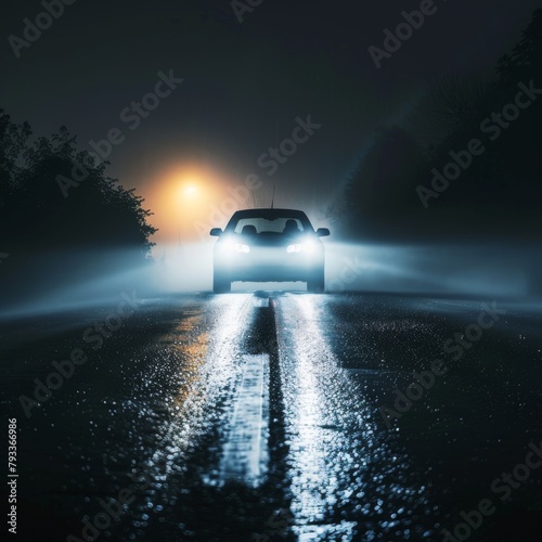 Intense Car Glows  Bright Headlight Beams Automotive Display