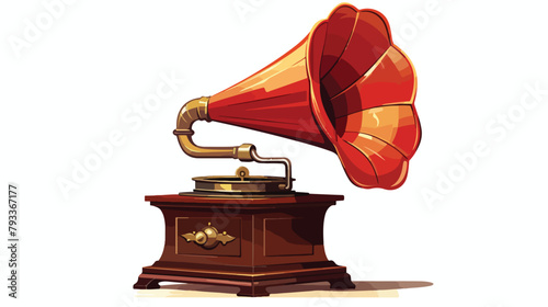 Vintage Gramophone Clipart 2d flat cartoon vactor i