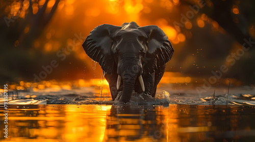 elephant in the sunset 4k wallpaper