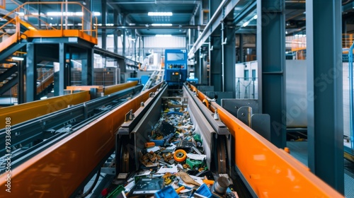 Conveyor Belt Filled With Trash in Factory