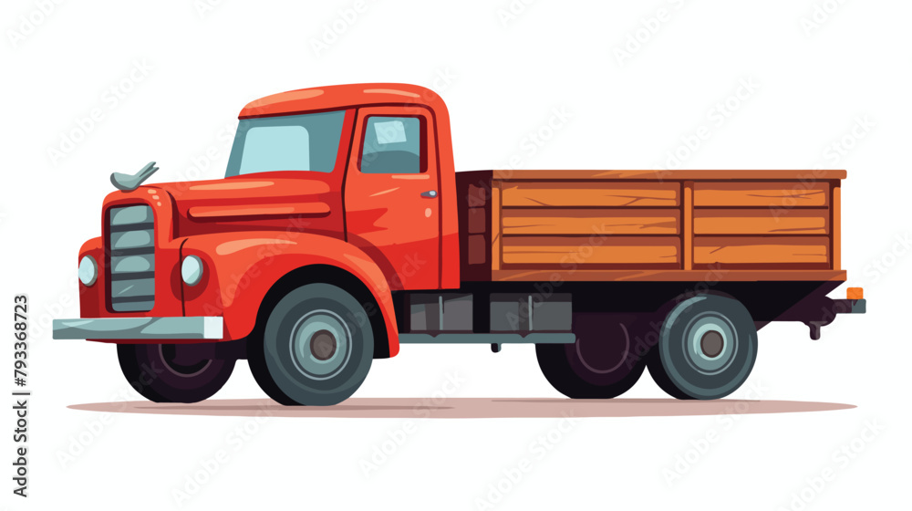 Vintage Truck Clipart 2d flat cartoon vactor illust