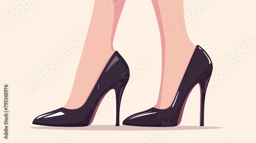 Vintage woman high heel shoes retro style 2d flat c