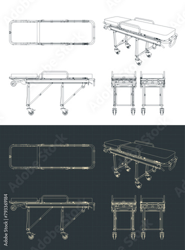 Stretchers blueprints illustrations