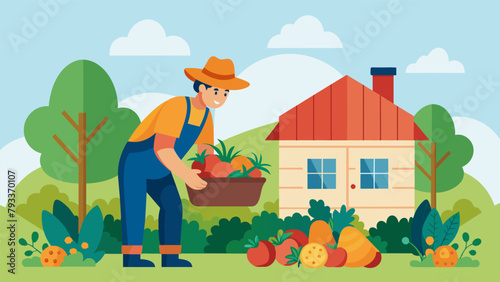 In a quaint cottage a beginner gardener carefully arranges their first harvest of vibrant produce feeling a deep sense of fulfillment and pride
