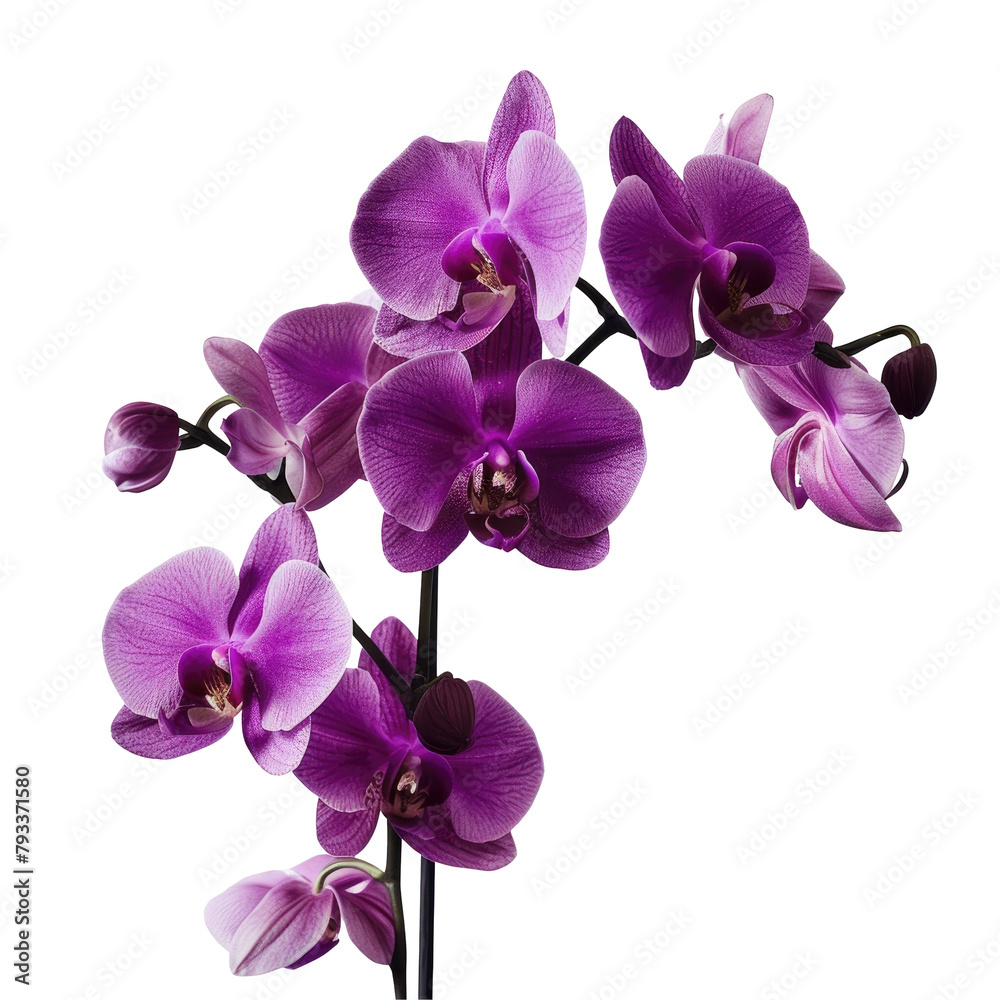 A stunning purple orchid stands out against a transparent background A stunning purple orchid stands out against a transparent background