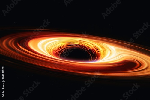 A black hole with its event horizon and swirling accretion disk. photo