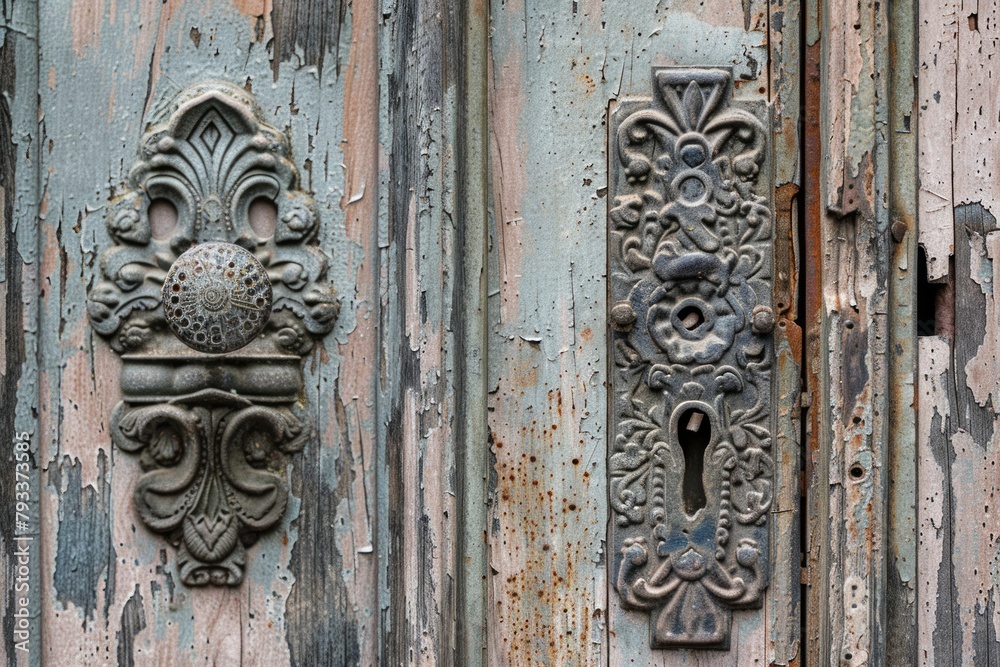The Azure Threshold: A Blue Door Adorned with a Brass Lock and an Intriguing Plaque. The Azure Threshold: A Blue Door Adorned with a Brass Lock and an Intriguing Plaque.