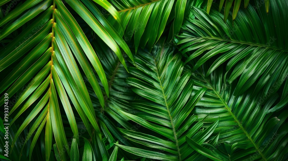 A close up of green leaves with a lush green background A close up of green leaves with a lush green background