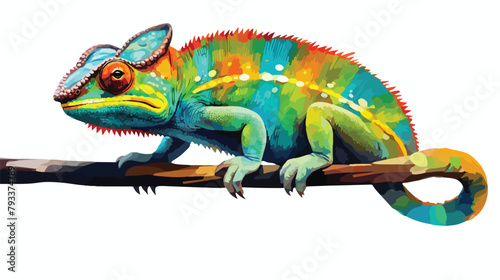 Watercolor Chameleon Clipart 2d flat cartoon vactor © Mishi