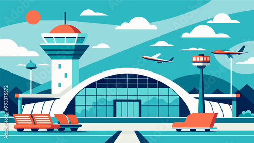 An airport designed to reduce travel stress with calming architectural features that adapt to the anxiety levels of passengers..