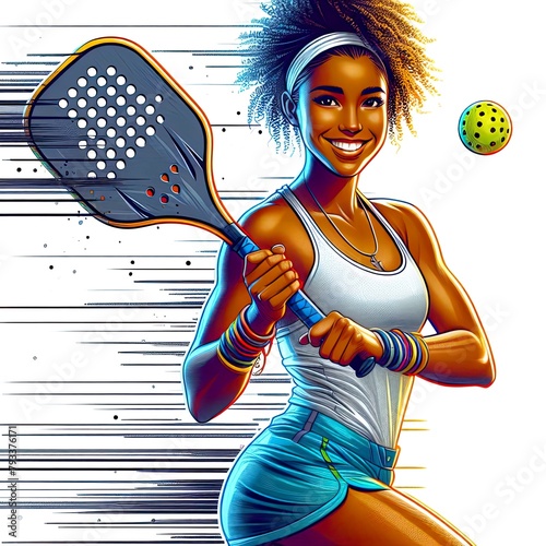 girl playing pickleball illustration