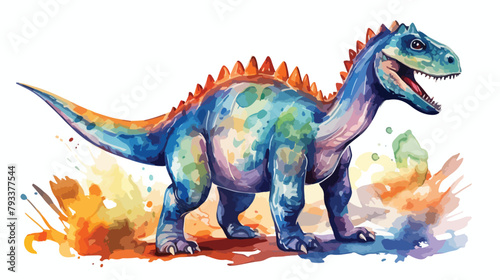 Watercolor Dinosaur Clipart 2d flat cartoon vactor © Mishi