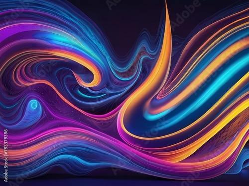 Abstract cosmic waves in neon colors
