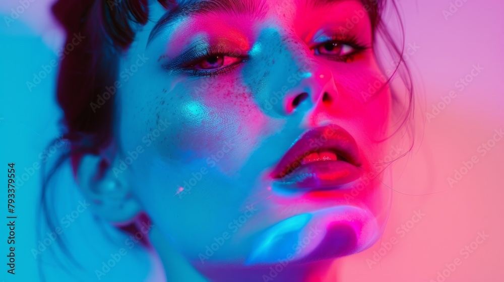 portraits with neon lights generative ai