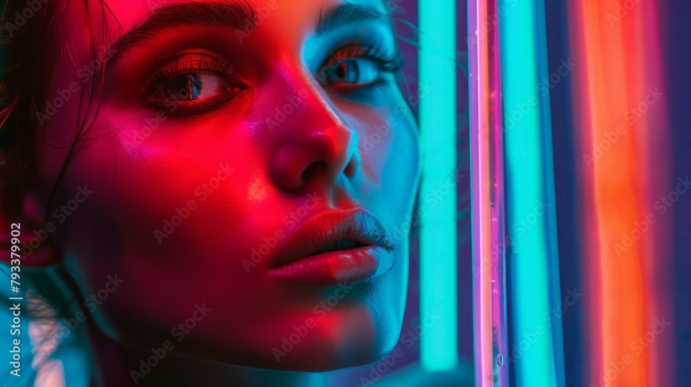 portraits with neon lights generative ai portraits with neon lights generative ai