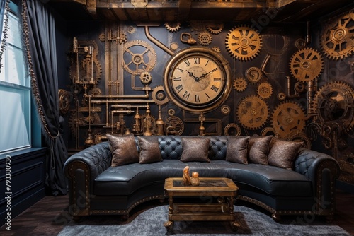 Steampunk-Themed Wallpaper in a Room