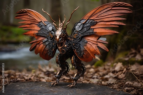 Steampunk Winged Creature Sculpture
