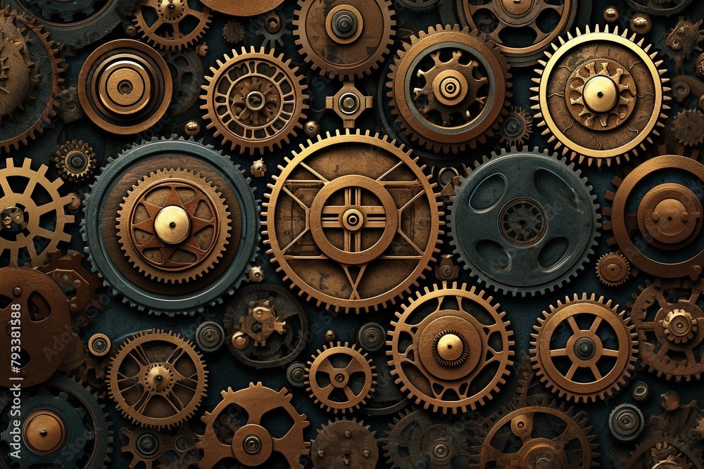 Seamless Steampunk Gear and Mechanical Parts Pattern Seamless Steampunk Gear and Mechanical Parts Pattern