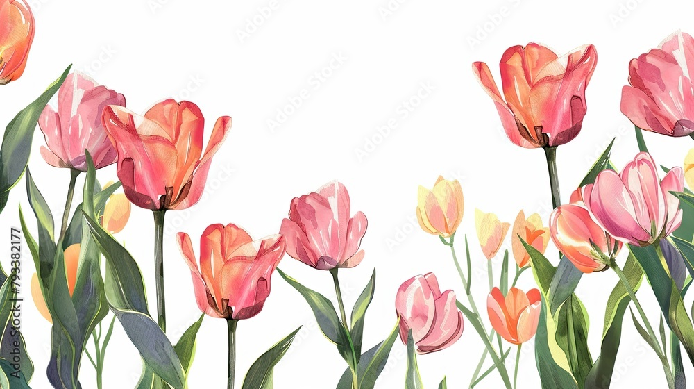 Celebrate special occasions with a festive and elegant design featuring blooming tulips perfect for Women s Day Mother s Day or birthdays set against a crisp white background Celebrate special occasions with a festive and elegant design featuring blooming tulips perfect for Women s Day Mother s Day or birthdays set against a crisp white background